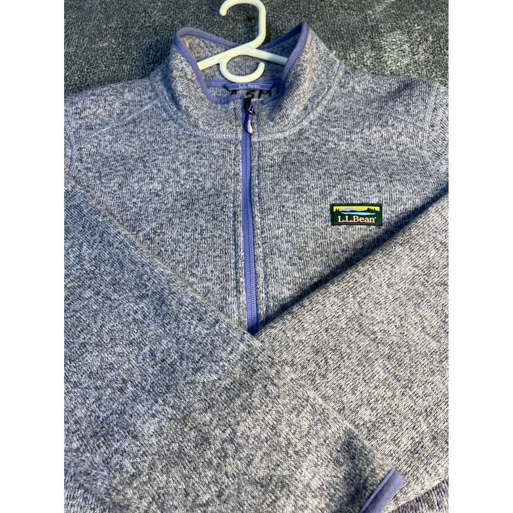 LL Bean Women's Sweater Fleece Full Zip Jacket Purple Heather 1X Plus 504893